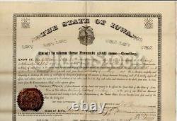 Civil War Iowa Cavalry Jarrett Garner Aid-de-Camp Appointment Certificate 1877
