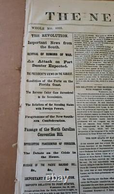 Civil War Jan. 1861 New York Herald Newspaper, bound