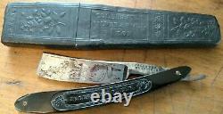 Civil War John Coe Sheffield Straight Silver Steel Razor Eagle Etched On Blade