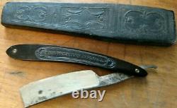 Civil War John Coe Sheffield Straight Silver Steel Razor Eagle Etched On Blade