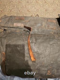 Civil War Knap Sack Leather All Straps Present With Carrying Straps