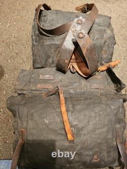 Civil War Knap Sack Leather All Straps Present With Carrying Straps