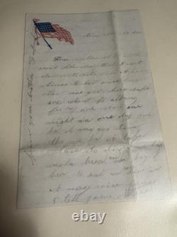 Civil War Letter With Patriotic Motif From Soldier, Kia, Frank Aubin? 4pp