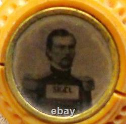 Civil War Major General Franz Sigel 1864 PIN BUTTON Veg Ivory Tintype