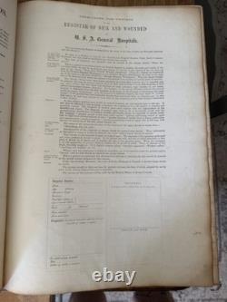 Civil War Medical General Hospital Register of Sick & Wounded 1860s
