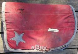 Civil War Military  Saddle Blanket with Stars on Corners Faded Red and Blue i