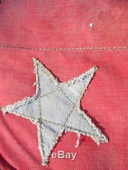 Civil War Military  Saddle Blanket with Stars on Corners Faded Red and Blue i