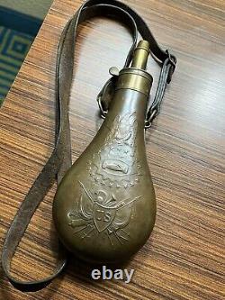 Civil War Model 1855 Riflemans US Piece eagle flask with original strap