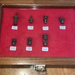 Civil War Musket Worms Lot of 7 in Wood Display Case with labels Richmond, Va