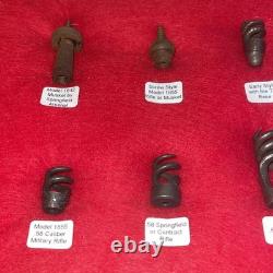 Civil War Musket Worms Lot of 7 in Wood Display Case with labels Richmond, Va