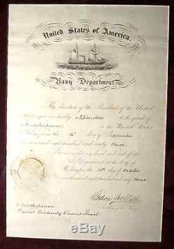 Civil War Navy Gideon Welles signed Naval Commission