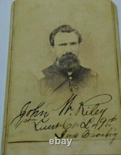 Civil War OFFICER Signed CDV 1st Lt John W. Riley, 9th Cavalry 121st Indiana Inf