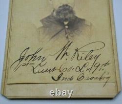 Civil War OFFICER Signed CDV 1st Lt John W. Riley, 9th Cavalry 121st Indiana Inf