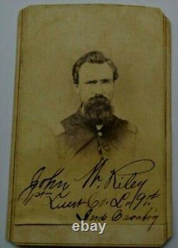 Civil War OFFICER Signed CDV 1st Lt John W. Riley, 9th Cavalry 121st Indiana Inf
