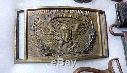 Civil War Officers Belt Plate & all belt & matching Keeper + Belt Hardware