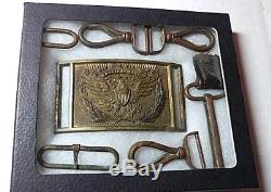 Civil War Officers Belt Plate & all belt & matching Keeper + Belt Hardware