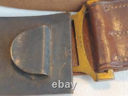 Civil War Officers Belt Plate & matching Keeper on Brown Leather Artillery Belt