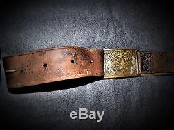 Civil War Officers Benchmarked Belt Plate WithMaker's Marked Leather Belt