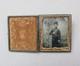 Civil War Ruby Ambrotype Private Holding Eagle Head Saber & Colt Pocket
