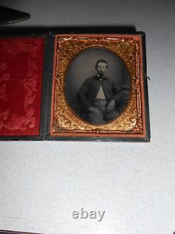 Civil War Soldier 1/6 Plate Ambrotype- Full Case