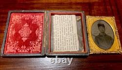 Civil War Soldier 1/9 Tintype, Union Soldier Identified And How Killed, In Case