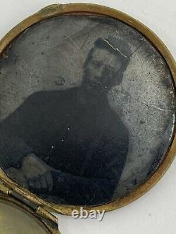 Civil War Soldier Officer Tintype Fold Open Locket Photo
