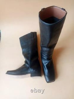 Civil War Stove Pipe Boot, Handmade upper to sole Genuine Black Leather Boot Shoe