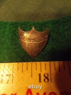 Civil War Sutler Coin Silver Badge, One Heart, One Way Engraved Motto, T Bar