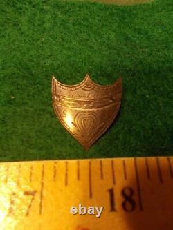 Civil War Sutler Coin Silver Badge, One Heart, One Way Engraved Motto, T Bar