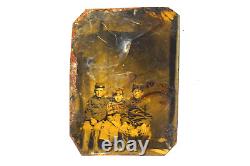 Civil War Tin Type Photo Young Boys Brothers Dressed Military Uniforms Sister