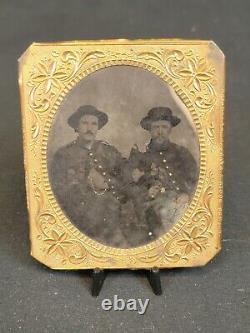 Civil War Tintype Of Two Union Soldiers 1/6th Plate