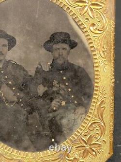 Civil War Tintype Of Two Union Soldiers 1/6th Plate