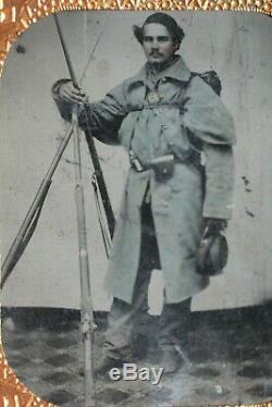 Civil War Tintype Photograph Captain Ira Beddo 11th Illinois Infantry In Uniform