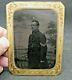 Civil War Tintype Union Soldier in gold tone case frame