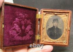 Civil War Tintype Union Soldier with Kepi Cap in a Scovil Union Case