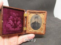 Civil War Tintype Union Soldier with Kepi Cap in a Scovil Union Case