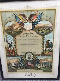 Civil War UNION ARMY CERTIFICATE OF DISCHARGE Original. Not Poster