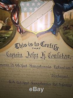 Civil War UNION ARMY CERTIFICATE OF DISCHARGE Original. Not Poster