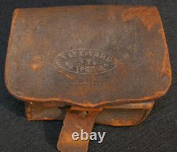 Civil War USN Cannoneer Fuse Box'Navy Yard NY 1863' Brown Leather Pouch, Rare