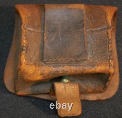 Civil War USN Cannoneer Fuse Box'Navy Yard NY 1863' Brown Leather Pouch, Rare