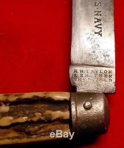 Civil War U. S. Navy Rope Knife 1862-1863 8.5 OA, 3.75 blade H. H. Taylor & Brot