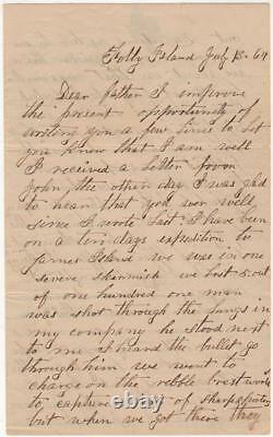 Civil War Union Soldier's Letter Combat at Bloody Bridge Charleston SC, 1864