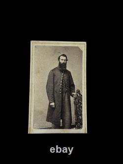 Civil War cdv Officer Soldier Long Coat photo Charlie Mosher Chicago union Beard