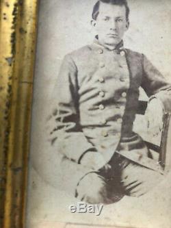 Civil War photo of Confederate officer in original frame