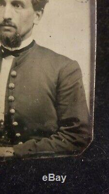 Civil War tin type of Tx Confederate Soldier Bowie Knife Texas Star Buttons 24