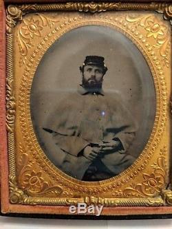 Civil war soldier tintype with cigar (16th New Hampshire, died in service)