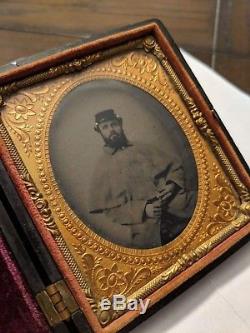 Civil war soldier tintype with cigar (16th New Hampshire, died in service)