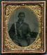 Civil war tintype of Union cavalry soldier double armed with starr double action