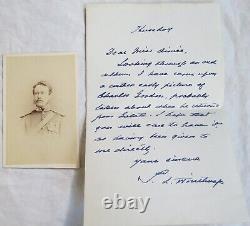 Colonel Charles Chinese Gordon CDV, Cabinet Photo&Signed Letter Vtg Old Antique