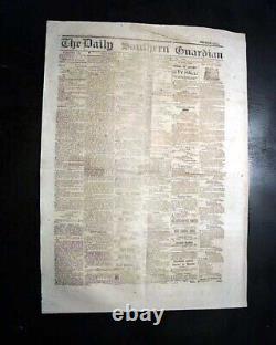 Columbia SC South Carolina Very Rare Confederate South 1862 Civil War Newspaper